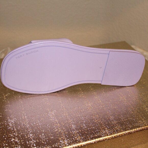 Tory Burch Double T Sport Slide - Lavender Cloud Patent Leather - Picture 5 of 8